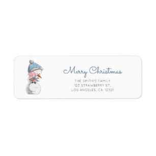 Cute Snowman Pig Return Address