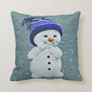 "Cute Snowman Pillow  "Pastel mint throw pillow
