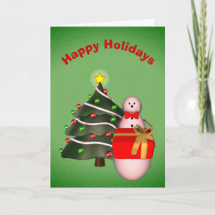 Cute Snowman Present Holiday Christmas Card