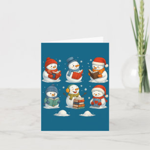 Cute Snowman Reading Books Christmas Winter Book L Card