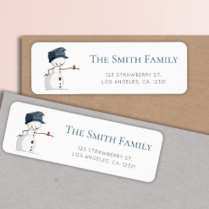 Cute Snowman Red Bird Winter Return Address