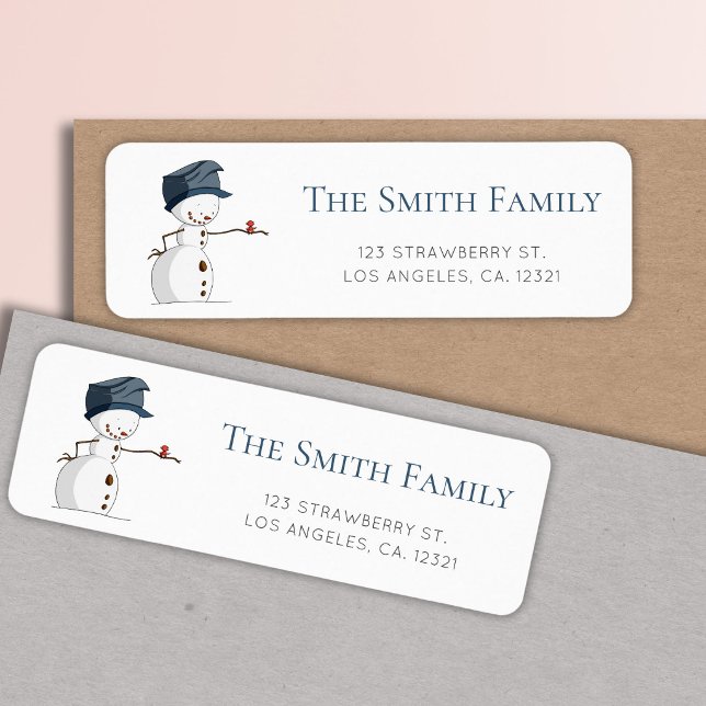 Cute Snowman Red Bird Winter Return Address (Creator Uploaded)