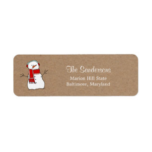 Cute Snowman Red Scarf Kraft Paper Holiday