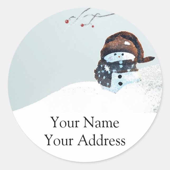 Cute Snowman Return Address Sticker (Front)