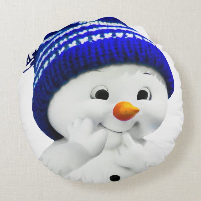 Cute Snowman Round Cushion (Back)