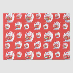 Cute Snowman Santa Xmas Sweet Candy Cane Pattern Tissue Paper