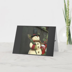 CUTE SNOWMAN SAYS MERRY CHRISTMAS/HAPPY NEW YEAR HOLIDAY CARD