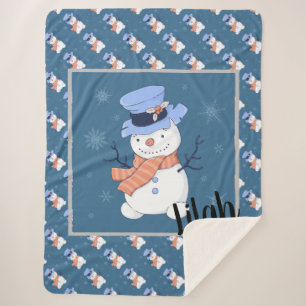 Cute Snowman Sherpa Blanket