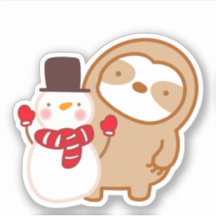 Cute Snowman Sloth Sticker