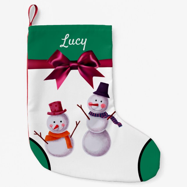 Cute snowman  small Christmas stocking (Front)