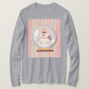 Cute Snowman Snow Globe Art on T-Shirt