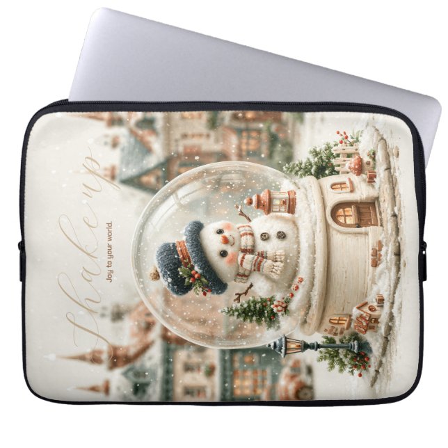 Cute Snowman Snow Globe Laptop Sleeve (Front)