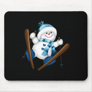 Cute Snowman Snowboarding Snowboarder Christmas Gi Mouse Mat