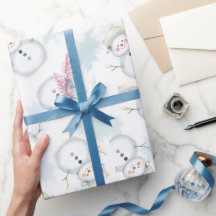 Cute Snowman & Snowflake Pattern gift wrapping