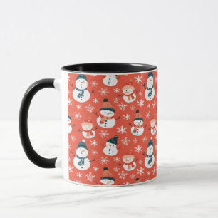 Cute Snowman Snowflake Seamless Pattern Christmas Mug