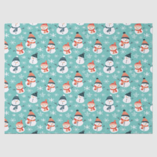Cute Snowman Snowflake Seamless Pattern Christmas Tissue Paper