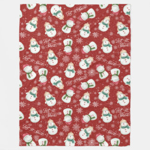 Cute Snowman Snowflake Whimsical Christmas Cosy Fleece Blanket