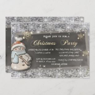 Cute Snowman, Snowflakes Corporate Christmas  Invitation