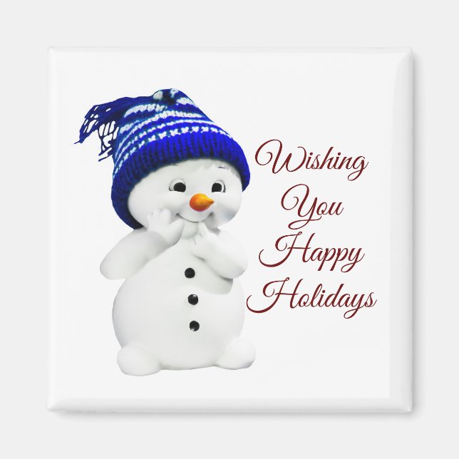 Cute Snowman Square Magnet (Front)