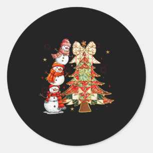 Cute Snowman Stack With Holiday Christmas Tree Wom Classic Round Sticker