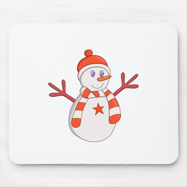 Cute Snowman Star Mouse Mat (Front)