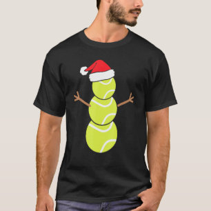 Cute Snowman Tennis Ball Deer Christmas Men Women T-Shirt