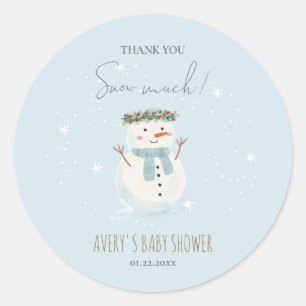 Cute Snowman Thank You Snow Much Small Classic Round Sticker