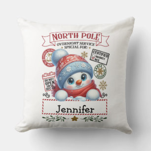 Cute Snowman Throw Pillow