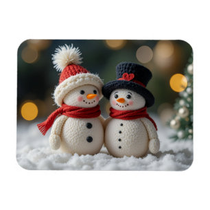 cute snowman together magnet