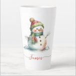 Cute Snowman Watercolor Personalised Christmas Latte Mug<br><div class="desc">Cute Snowman Watercolor Personalised Christmas Latte Mug</div>