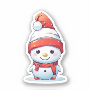 Cute Snowman Wearing Christmas Hat