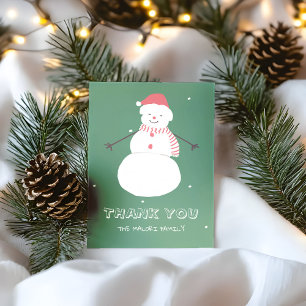 Cute Snowman Whimsical Christmas Holiday Design Thank You Card