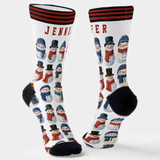 Cute Snowman White Personalised Christmas Socks