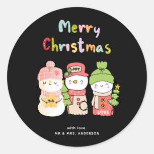 Cute Snowman Winter Holiday  Classic Round Sticker