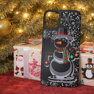 Cute Snowman Winter Phone Case with Snowflakes
