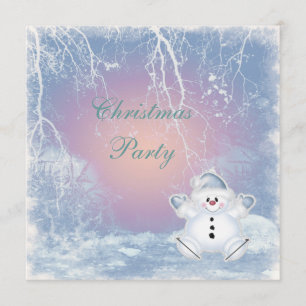 Cute Snowman & Winter Scene Christmas Party Invitation
