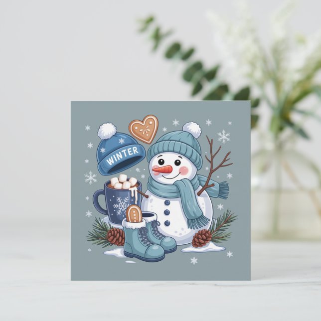 Cute Snowman Winter Season Vibes Christmas Holiday (Standing Front)