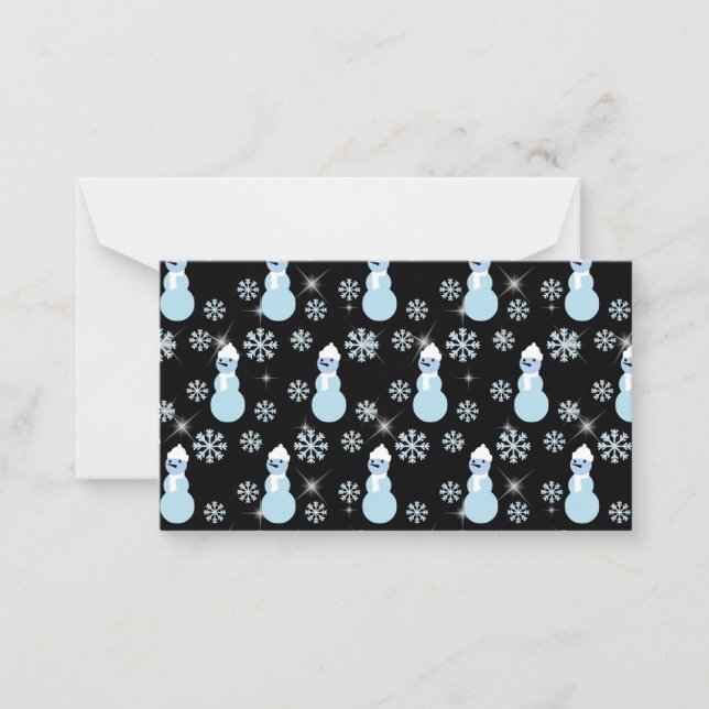 Cute Snowman Winter Snowflake Sparkles Snowing Card (Front)