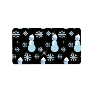 Cute Snowman Winter Snowflake Sparkles Snowing Label