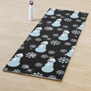 Cute Snowman Winter Snowflake Sparkles Snowing Yoga Mat