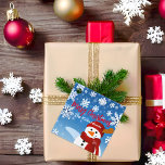 Cute Snowman Winter Wonderland Merry Christmas Favour Tags<br><div class="desc">Personalised Christmas favour tag featuring a cute illustration of a snowman on a blue gradient background with snowflakes. The text is fully customisable. To change it use the Personalise option. For more changes,  such as changes to the font,  font colour or text layout,  use the Edit design tool option.</div>