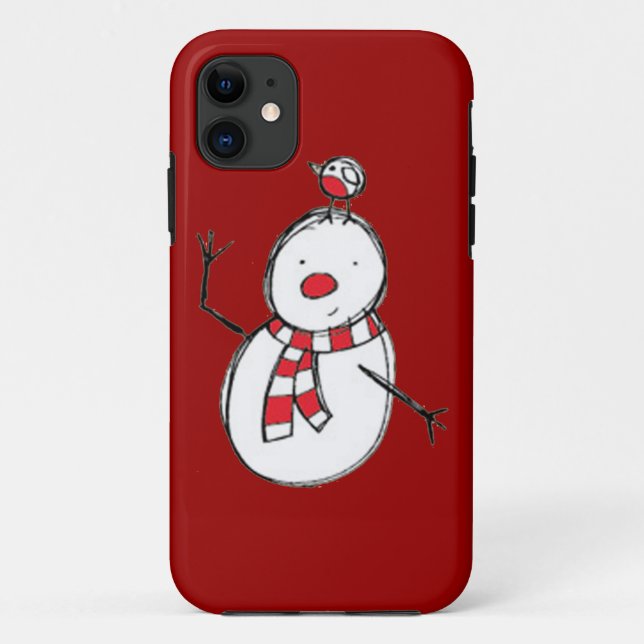 Cute Snowman with Bird iPhone 5 Case (Back)