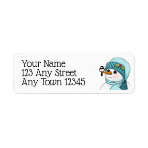 Cute Snowman with Chickadee on his Carrot Nose