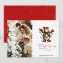 Cute Snowman with Christmas Lights Photo Card