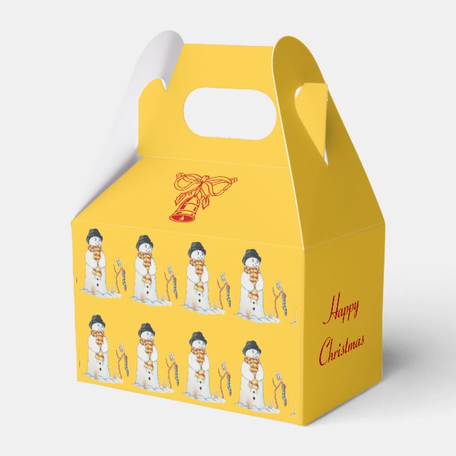 cute snowman with Christmas stocking Favour Box (Back Side)