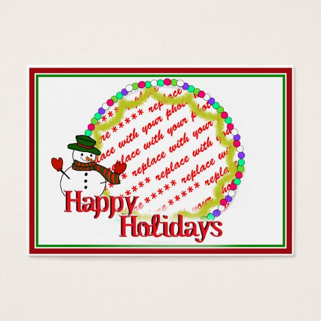 Cute Snowman With Green Hat Photo Frame (Front)