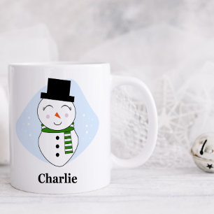 Cute Snowman with Green Scarff Christmas Mug