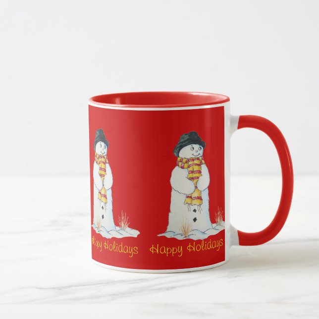 Cute snowman with note for santa at christmas mug (Right)