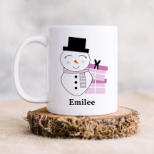 Cute Snowman with Pink Christmas Presents