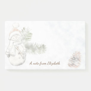 Cute Snowman With Santa Hat -Personalised Post-it Notes